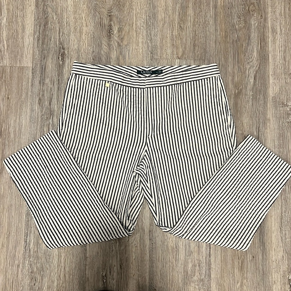 Lauren Ralph Lauren Cotton Stripe Textured Trouser Pant​